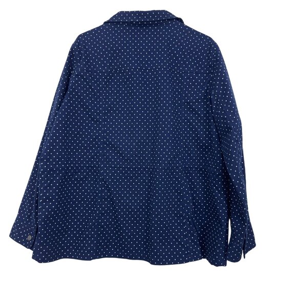 Talbots Plus Size Navy Polka Dot Versatile Jacket Women Size X Blue Cotton Blend - Picture 12 of 12